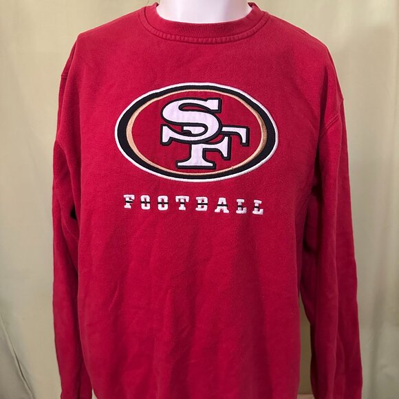 San Francisco 49ers NFL Team Apparel Red Crewneck Sweater Pullover Medium NFC We - Picture 1 of 4